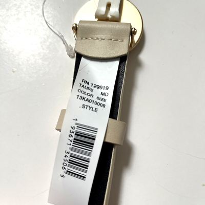 NWT Original CALVIN KLEIN Disk Medallion Belt Gold Buckle Taupe Cream Size M NWT Original CALVIN KLEIN Disk Medallion Belt Gold Buckle  main image 2