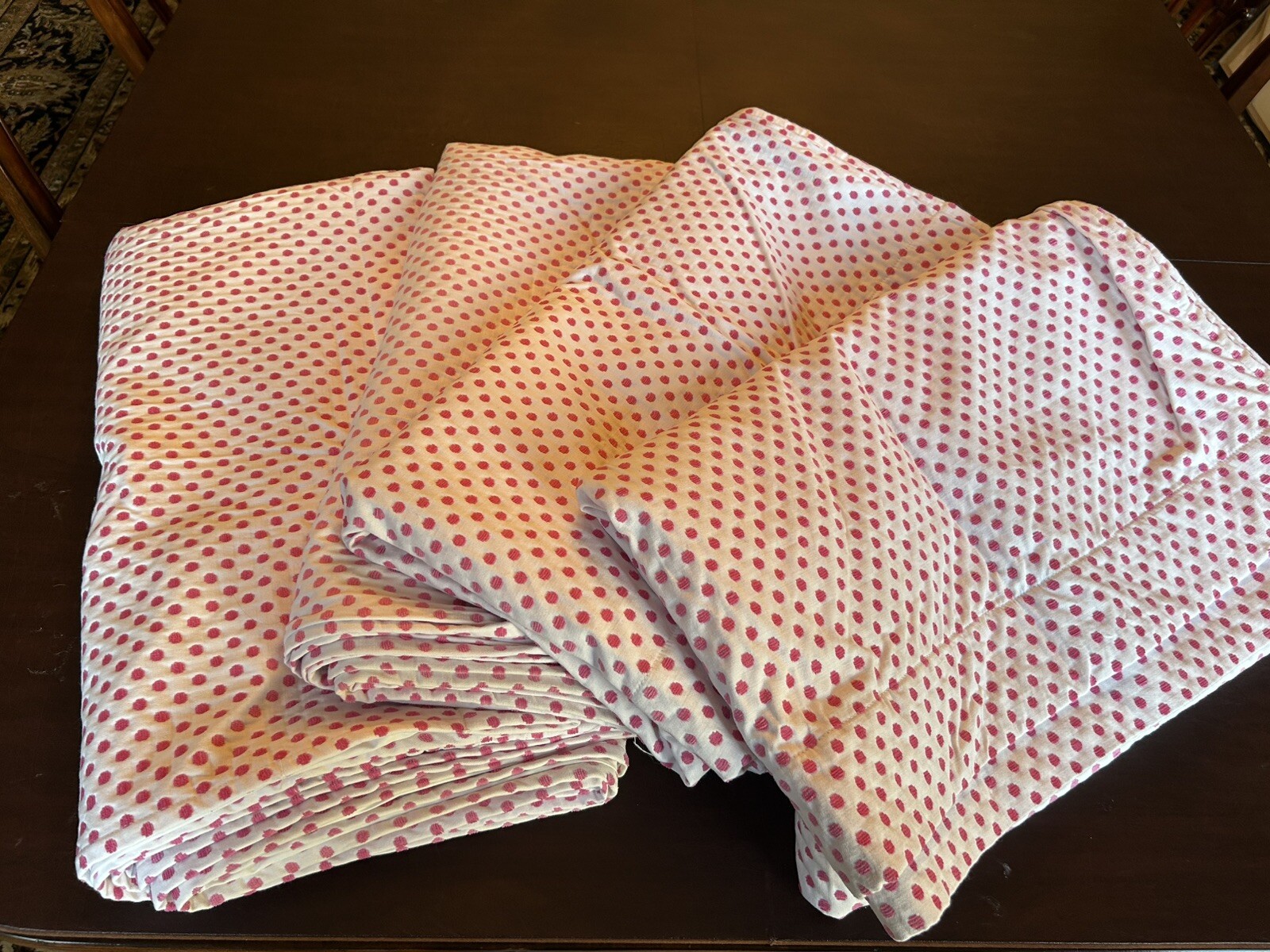 Pottery Barn Kids Blackout Curtain Panel White WithPink Dot 44x96, Set Of 2