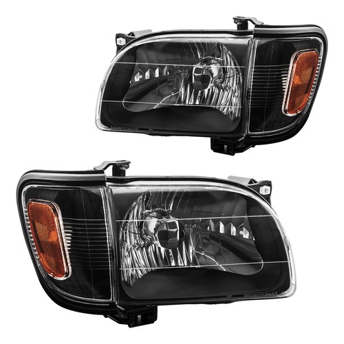 Headlight Assemblies Pair Front For 2001-2004 Toyota Tacoma 2.4L 2.7L 3.4L Black - Picture 2 of 12
