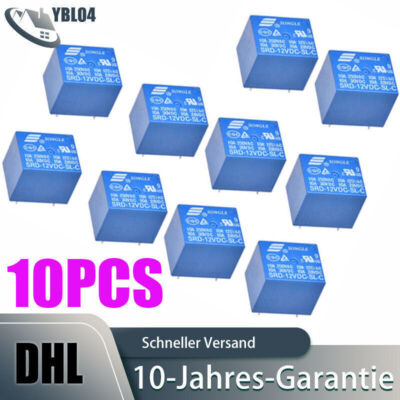 Relais DC12V Spule Wechselschalter 10A 250 V Songle SRD-12VDC-SL-C Anschlüsse