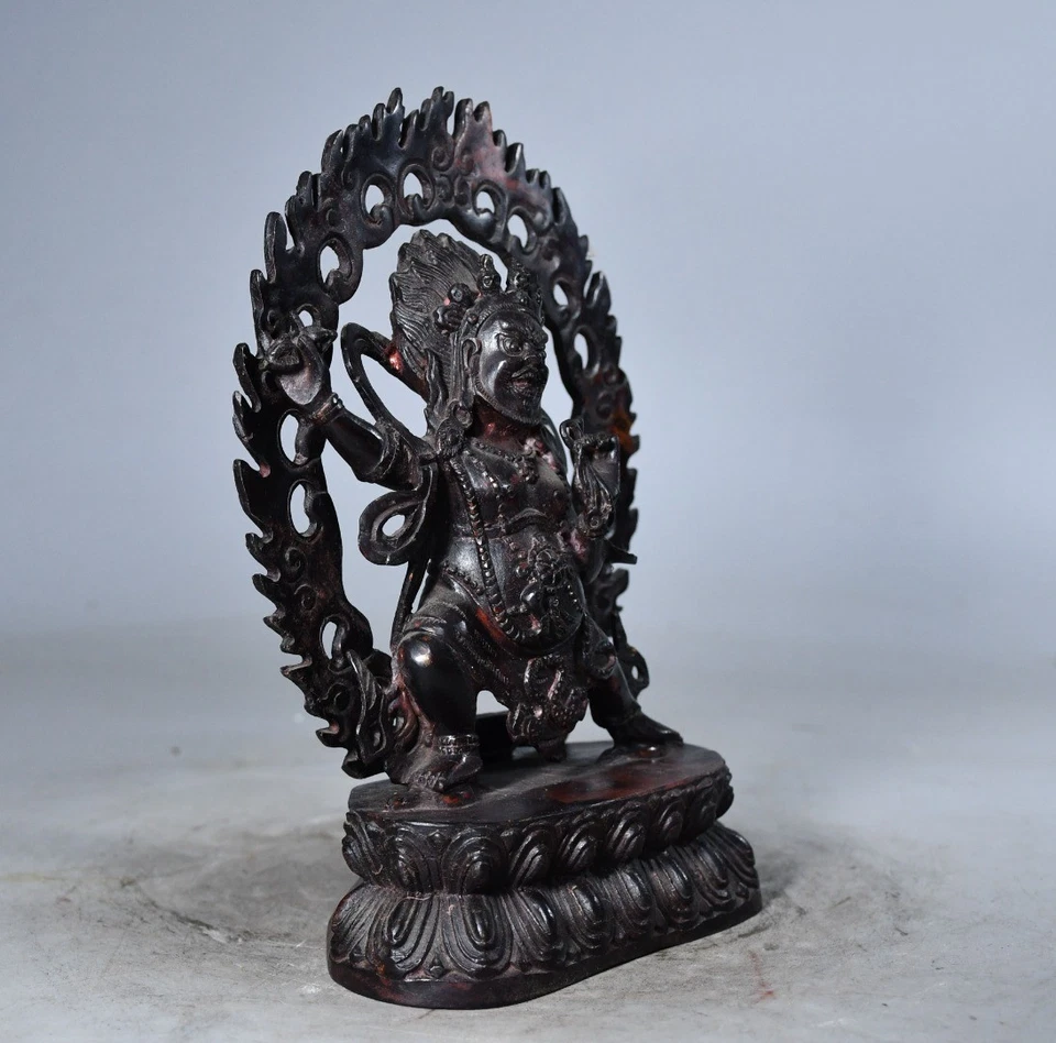 Antigua estatua de Buda Jambhala negra bronce budismo tibetano antiguo de China de 8" Foto 2 de 4