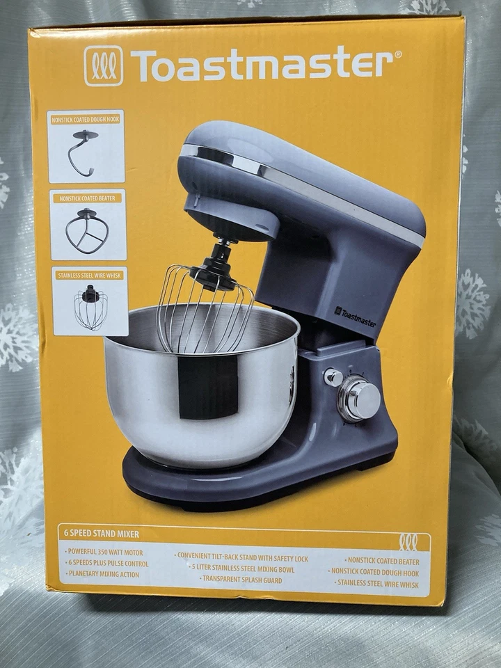  Toastmaster 5 L, batidora de pie, cabezal inclinable hacia atrás, protector contra salpicaduras, 3 accesorios Foto 2 de 4