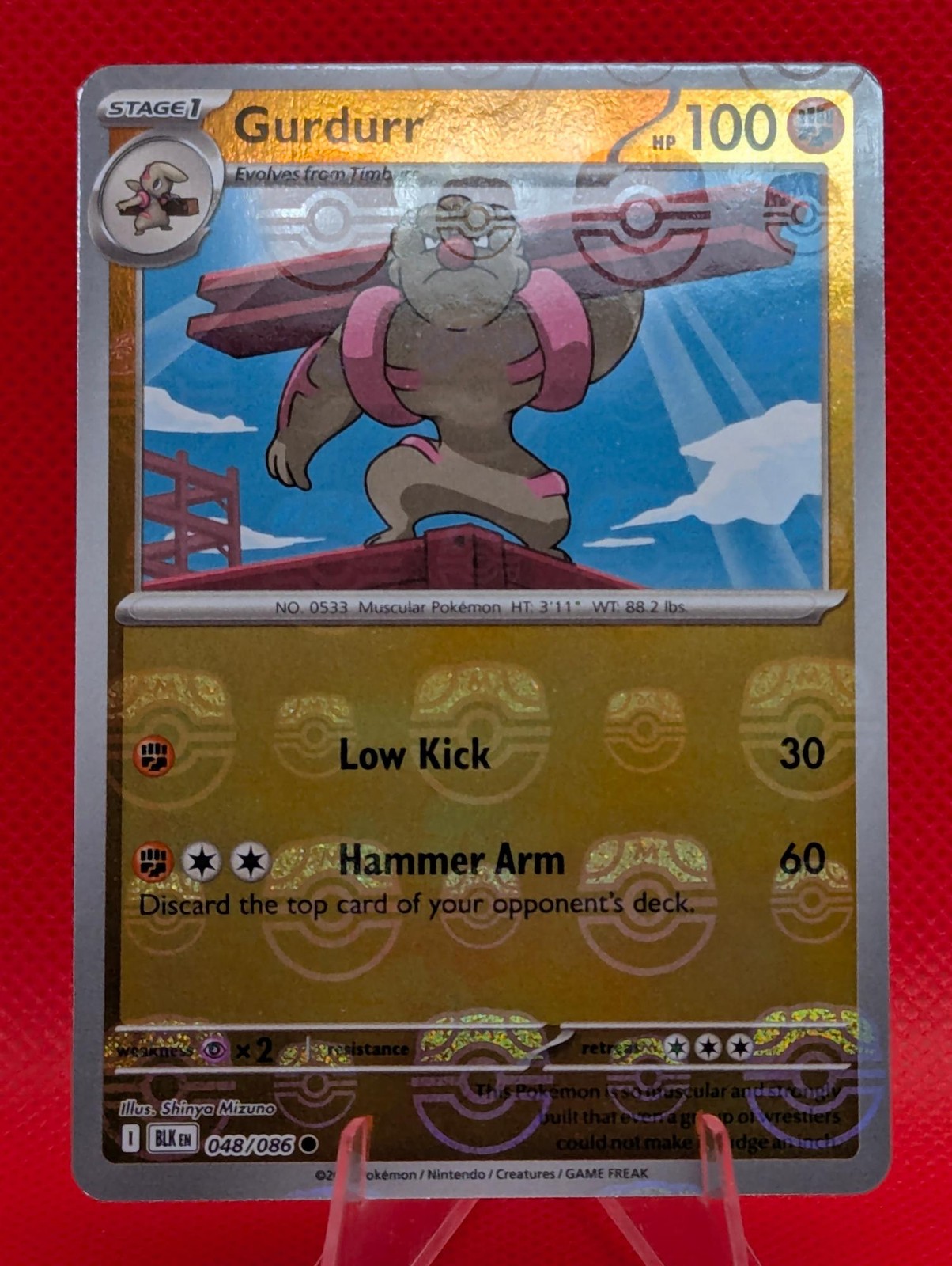 GURDURR MASTER BALL HOLO 048/086 C BLACK BOLT POKEMON NM/M