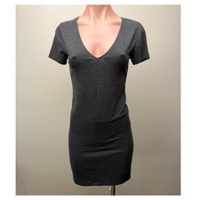 Forever 21 Dark Heather Gray V-Neck Bodycon T-Shirt Dress Medium