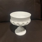 Vintage White Milk Glass Kings Crown Thumbprint Pattern Compote