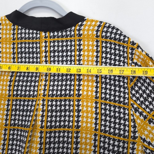 New Look Women 3X Yellow Black Houndstooth Plaid Blouse Long Sleeve Office - Picture 5 of 10