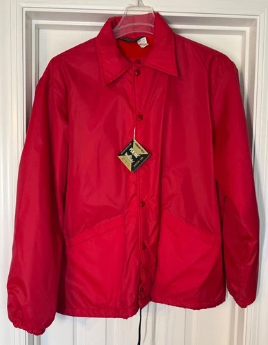Vintage Pla-Jac by Dunbrooke Red Snap Faux Fleece Lined Jacket Hood Large NEW - product listing photo
