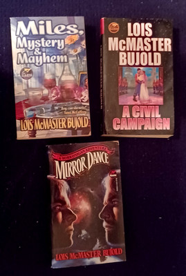 3 Vorkosigan Saga novels-Lois McMaster Bujold-paperbacks-free shipping