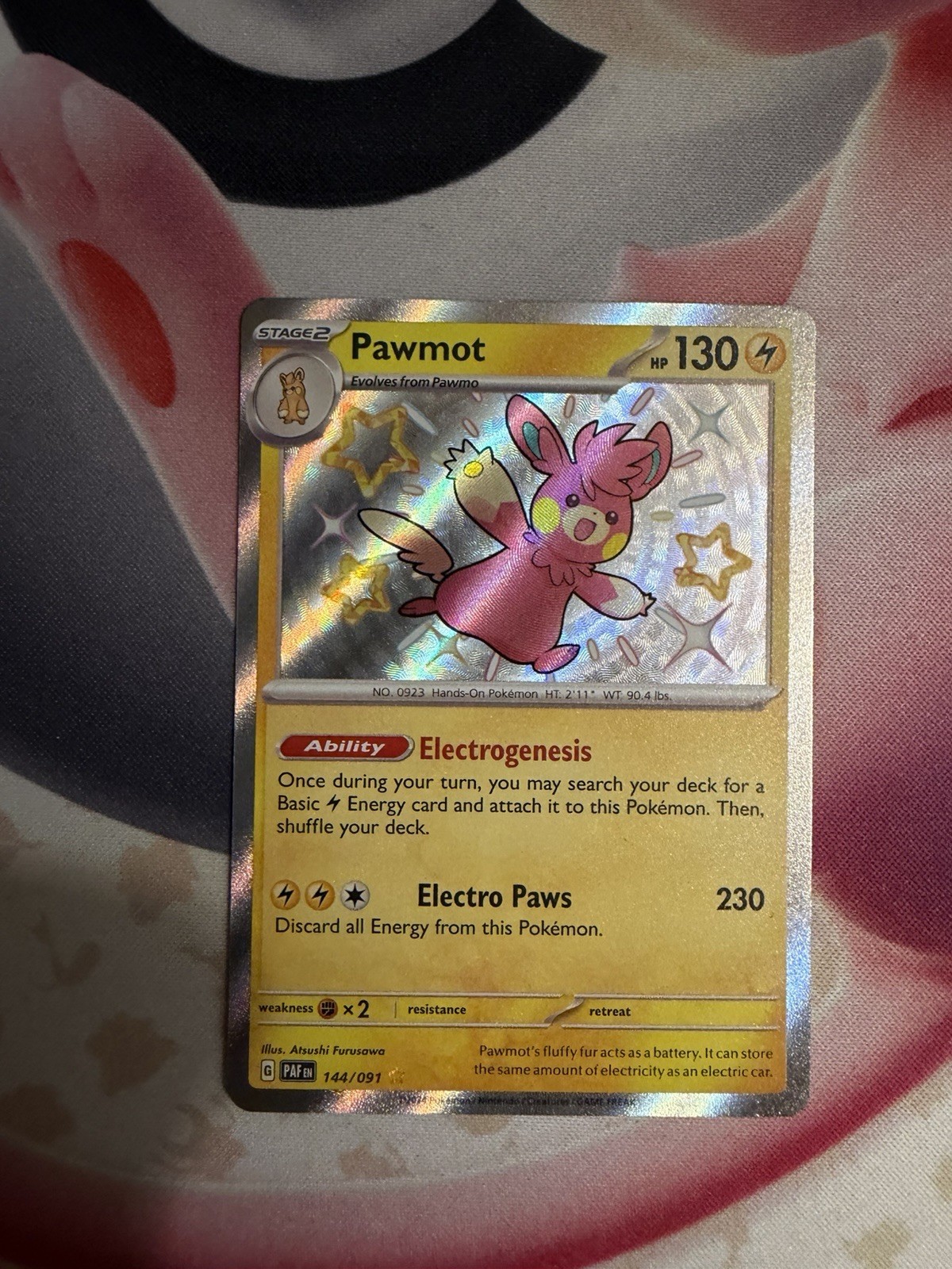 Pawmot 144/091 SV: Paldean Fates Holo Baby Shiny NM
