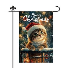 Cat Christmas Cute Merry 18x12in Double Sided Winter Garden Flag with Kitten  S