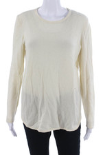 J. Mclaughlin Unisex Pullover Cashmere Crew Neck Long Sleeve Beige Size S