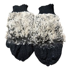 Black hedgehog Winter Mittens Faux Fur Womens Gloves
