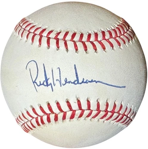 Rickey Henderson signed Rawlings Official ROAL American League Baseball- COA/HOF