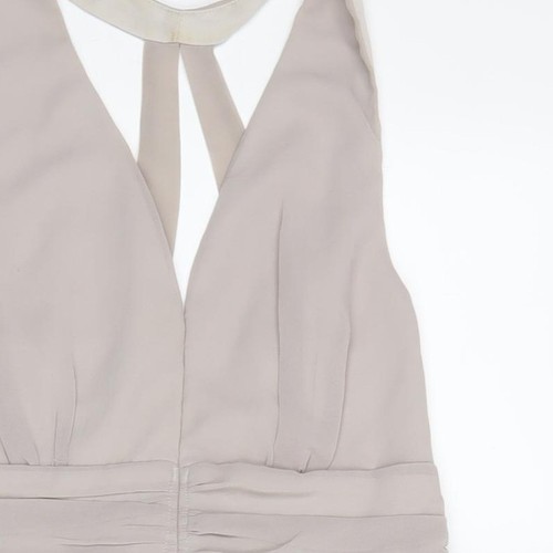 Abito da festa donna beige glamour - S, senza maniche scollo a V - Foto 11 di 12