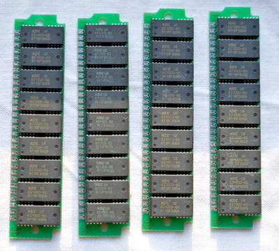 4 Stk. 1Mb SIMM-Modul, 30 polig, 60 nS, 9 Chip (mit parity) Hersteller:  NEC