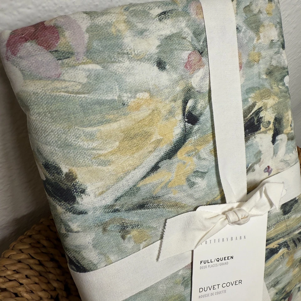 FUNDA NÓRDICA POTTERY BARN GIVERNY FLEUR PERCAL ORGÁNICA, COMPLETA/QUEEN ~ MULTI Foto 2 de 4