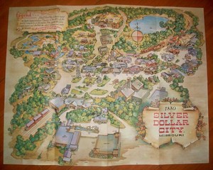 Silver Dollar City Map Poster 1973 Branson Missouri Amusement Park Marvel Cave