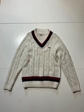 Vintage IZOD Lacoste Crocodile Cable Knit V Neck Tennis Acrylic Sweater Sz. L