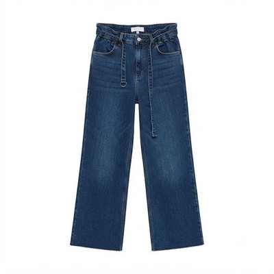 Bershka High-Waist Wide-Leg Jeans   Größe 34 (Denim Blau)
