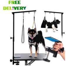 Dog Grooming Hammock Arm w/ Clamp Loop Noose Black AFreeship