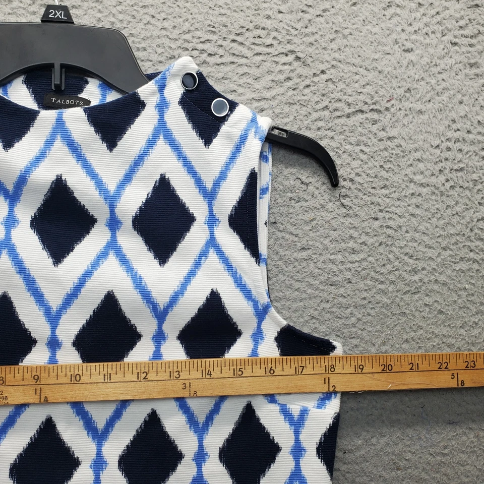 Blusa Talbots Top Mujer Pequeña Multi Estampado Diamante Sin Mangas Cuello Redondo Pullover Foto 4 de 4