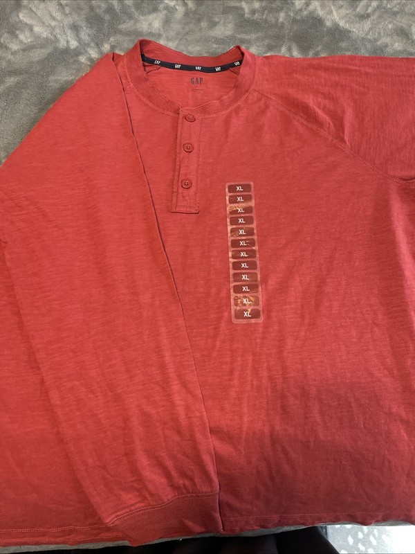 Vintage Gap Long Sleeve Shirt Mens XL Red  Cotton 3-Button - New