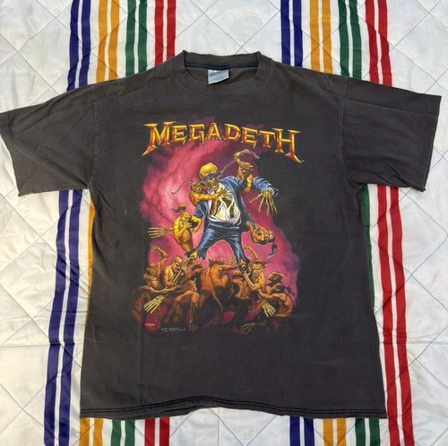 Megadeth Band T-Shirt Brockum L FADED Vic Goes 1990s vintage concert t-shirt, vintage, single stitch, B+ condition