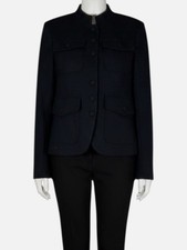 Rag  Bone Women's Black Wool Button-Snap Mercer Blazer Suit Jacket Size 2