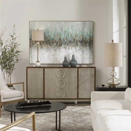 Uttermost Divide Coastal Firwood and Canvas Abstract Hand Painted Art in Blue - Picture 8 of 9