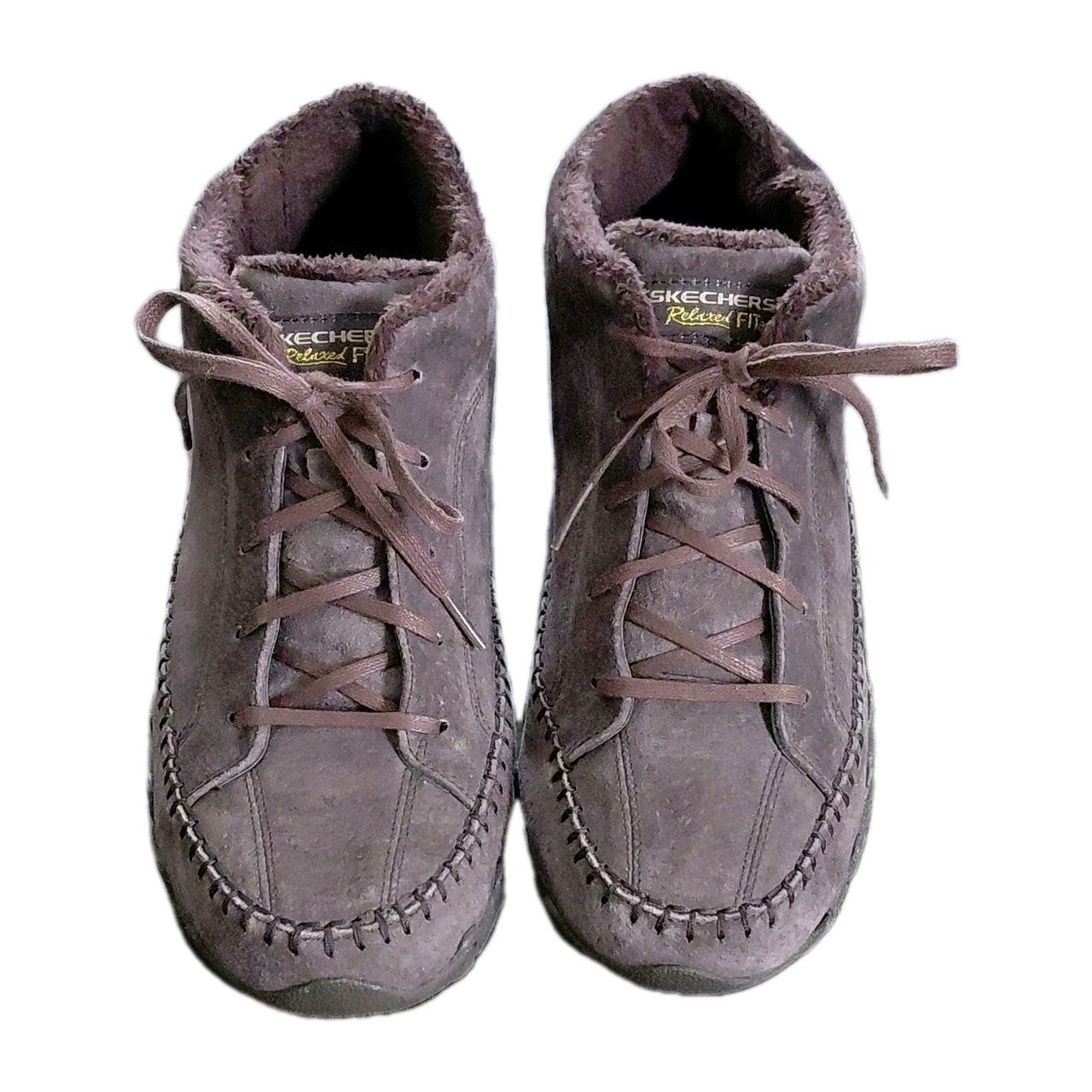 Skechers Suede Leather Chukka Boots Moc-Toe Whipstitch Memory Foam Relaxed Fit