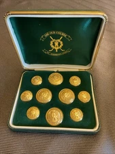OLD COURSE ST ANDREWS SET OF 10 LONDON BADGE & BUTTON CO VINTAGE GOLD TONE