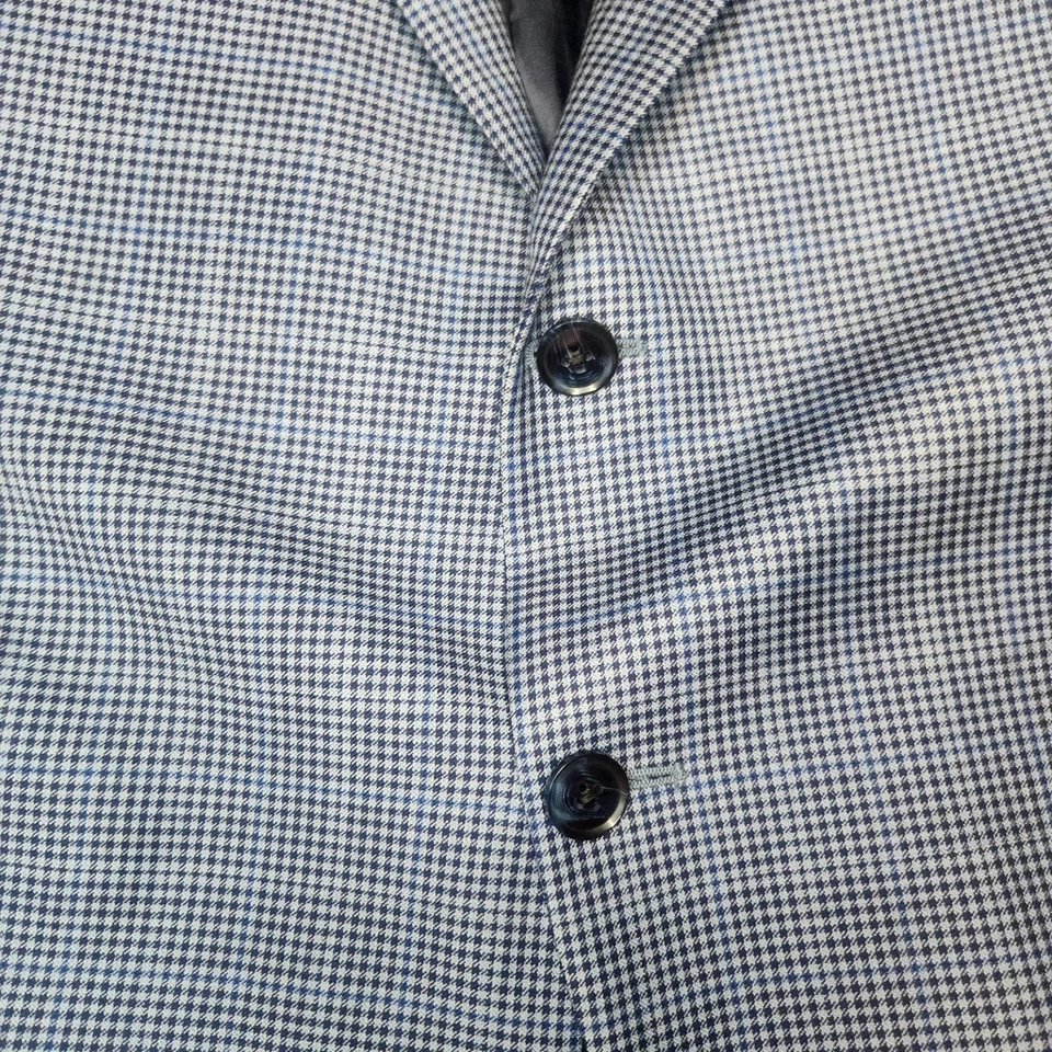 Peter Millar Mens Sz 50R Blue Gingham Check Blazer Wool Sport Coat Lined CA00429 - Image 2 of 4