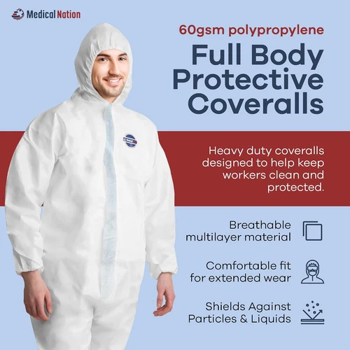 Hazmat Suits Disposable | 25 Pack | Protective Coveralls with Attached Hood and image 3