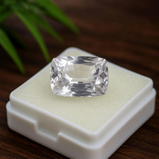 9.65 Ct GIE Certified Natural Flawless White Sapphire Cushion Cut Loose Gemstone
