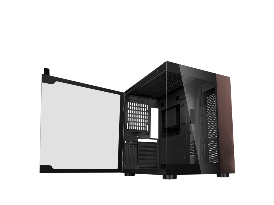 DIYPC DIY-CUBE10-Wood Black USB3.0 /Type C ATX Mid Tower Gaming Computer Case w/ - Image 2 of 4