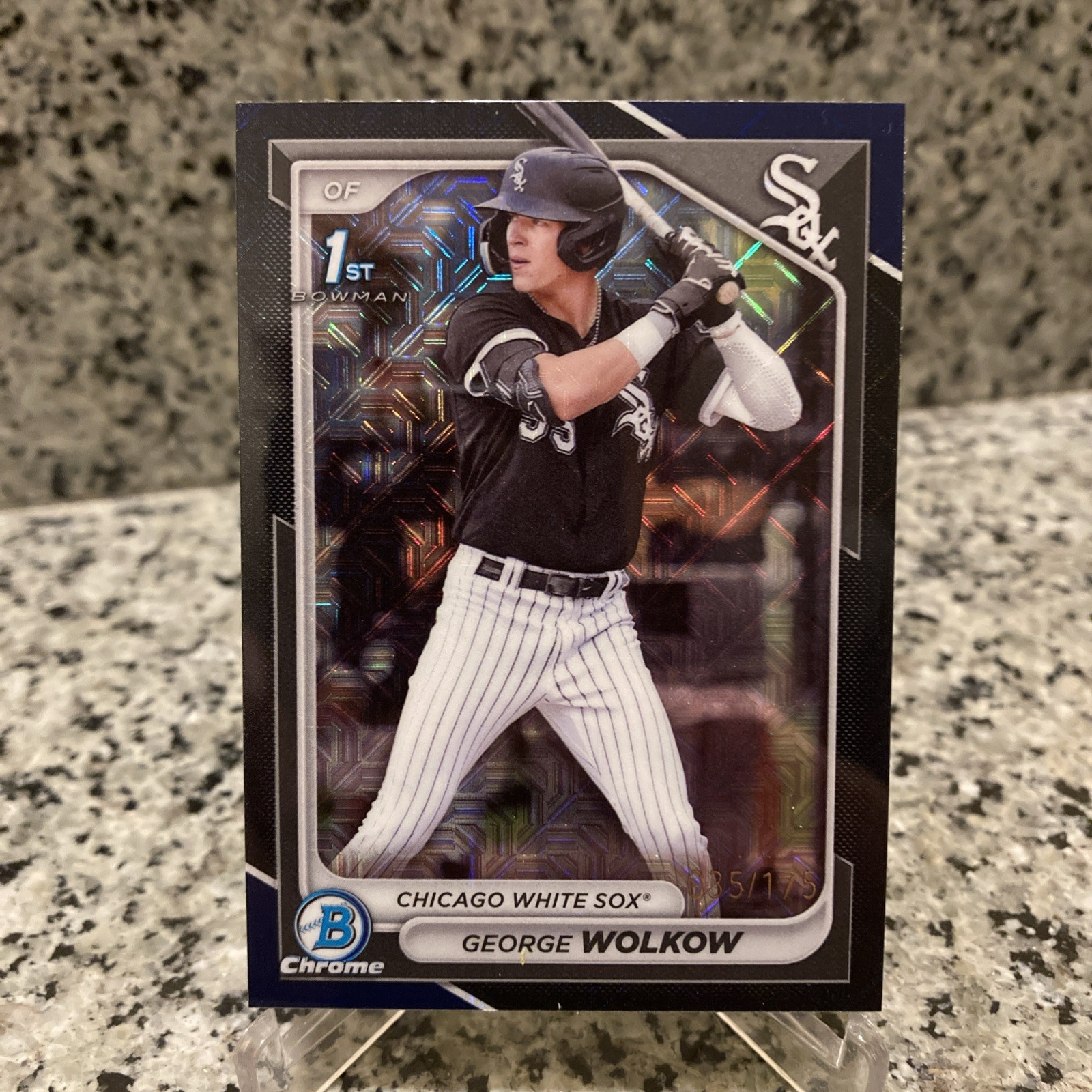 George Wolkow 2024 Bowman Chrome Navy Refractor Mojo /175 1st Bowman