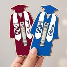Personalized Graduation Money Holder, Class of 2026 Wooden Gift Card Holder