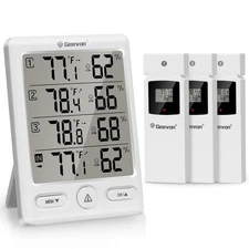 Indoor Outdoor Thermometer Wireless with 3 Remote Sensors, Temperature Humidi...