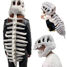 3D Realistic Plush Dinosaur Skeleton Costume Set Halloween Skull Cosplay Props