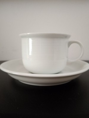 6 Kaffeetassen mit 8 Untertellern  Thomas Trend weiß mit Rillenoptik 