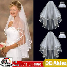 Schleier zwei Einfache kurze Tüll Hochzeits Schicht mit Kamm Braut Schleier Neu