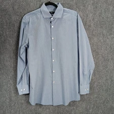Hugo Boss Raben Dress Shirt Mens 16.5 Blue Printed Cotton Sharp Fit Business