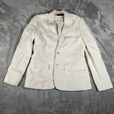 Polo Ralph Lauren Blazer Womens 4 Cream Linen Made in Italy Two Button Jacket
