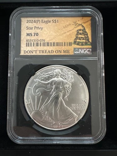 2024 (P) SILVER EAGLE NGC MS70 DON'T TREAD ON ME LABEL