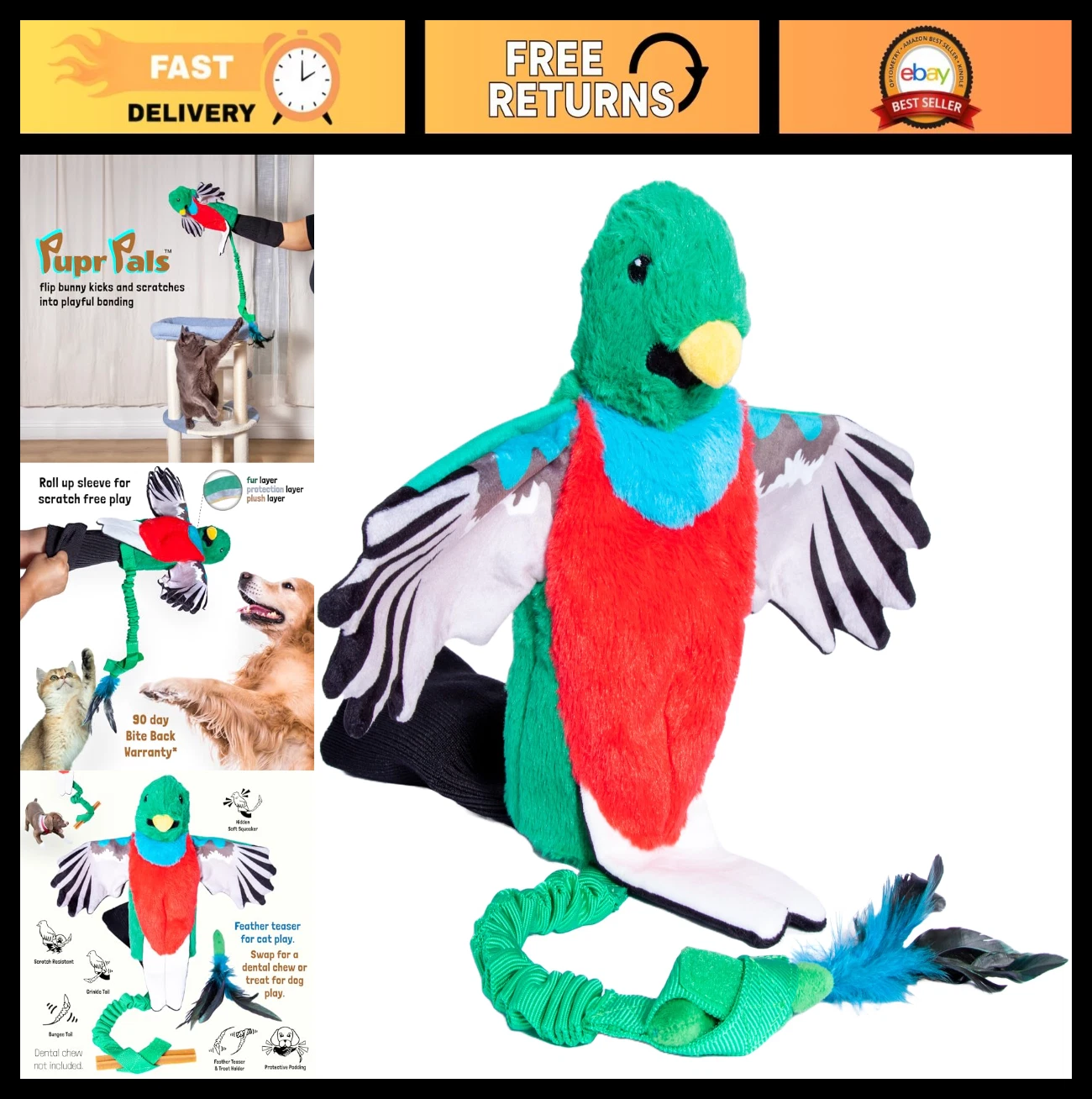 Interactive Cat & Dog Wrestling Toy Puppet - Tough Padding, Safe Play, Boredom-B