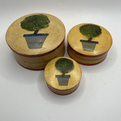 Set Of Three Nesting Wooden Trinket/Treasure Boxes. Vintage. Made In India.