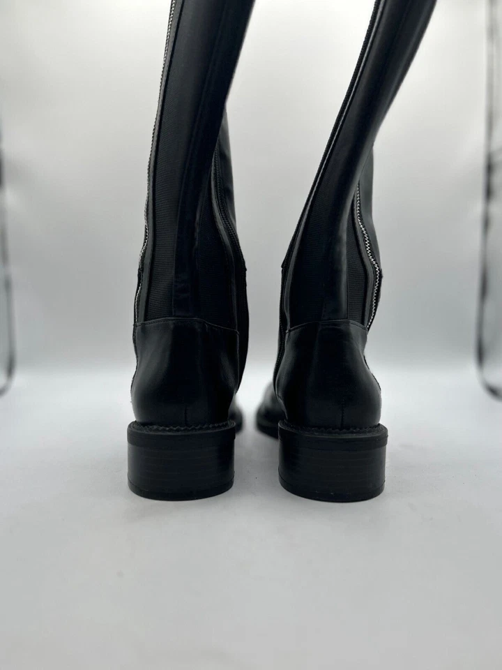 Bota alta A New Day para mujer talla 8 cuero negro cremallera lateral sobre la rodilla exterior Foto 4 de 4