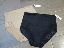 2-PACK SOMA VANISHING TUMMY W/LACE HIGH WAIST BRIEF BLACK /AMBER PANTIES SIZE XL
