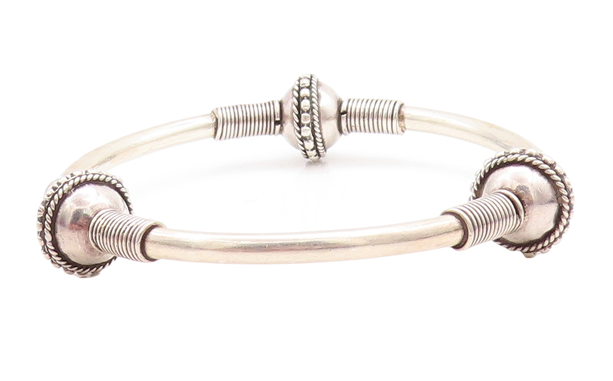 90年代　silver925 bangle Vintage Ornate Sterling Silver 925 Bangle Bracelet 19.9g TW