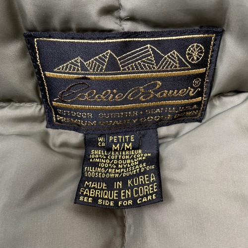 VTG Eddie Bauer Goose Down Jacket Women M Petite Brown Heavy Chore Work Coat - Picture 3 of 16